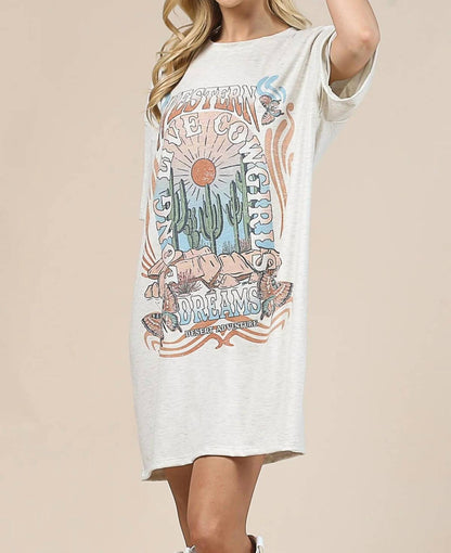 Western Dreams Graphic T-Shirt Dress