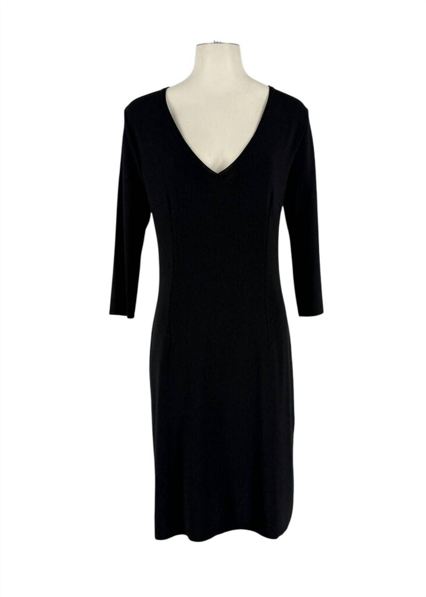 Vanessa Milano Knit Three Quarter Sleeves Sheath Midi Dress