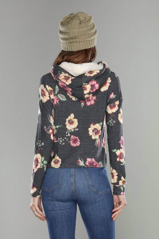 Miss Chievous - Floral Fleece Lined Hoodie - Rack Hunt -