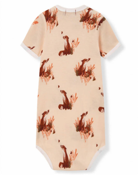Kid's Floral Fox Organic Cotton Short Sleeve One Piece