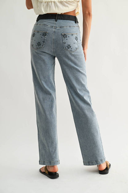 Straight-leg Jeans With Hot Fix Embellished