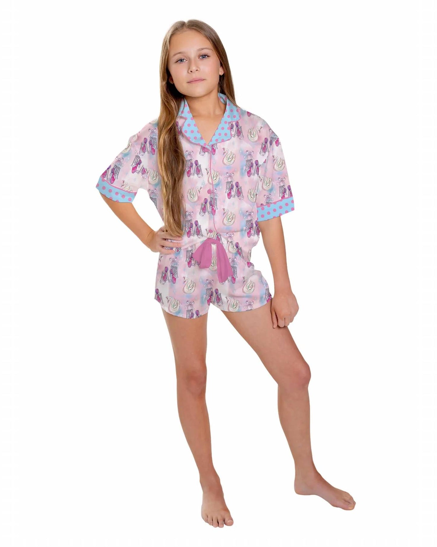Kids Silky Short Sleeve Short Set