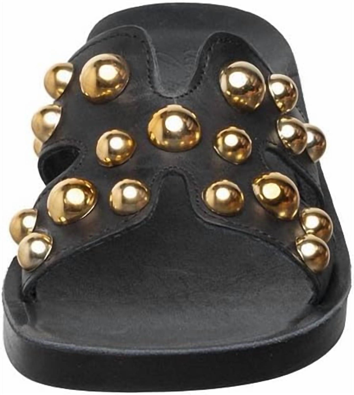 Women's Leather H-strap Slide Sandals With Studs