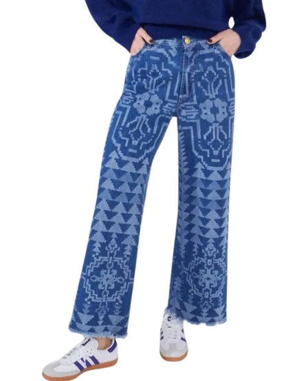 HAYLEY MENZIES - Laser Printed Cropped Wide Leg Jeans - Rack Hunt