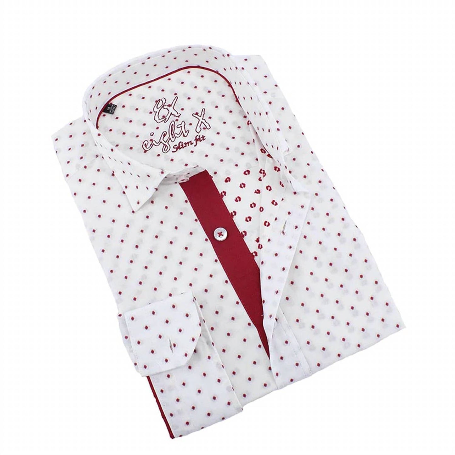 Bordeaux Polka Dot Button Down Fil Coupe Shirt