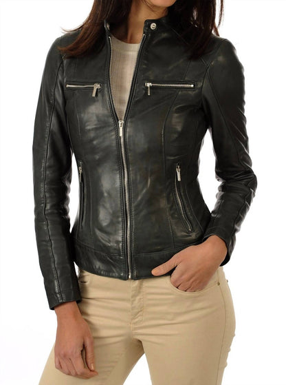Women's Genuine Diamond Leather Jacket