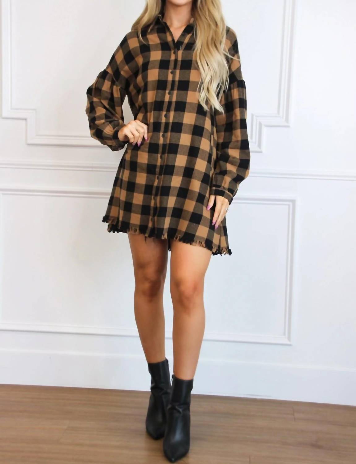 Pumpkin Patch Plaid Shirt Dress