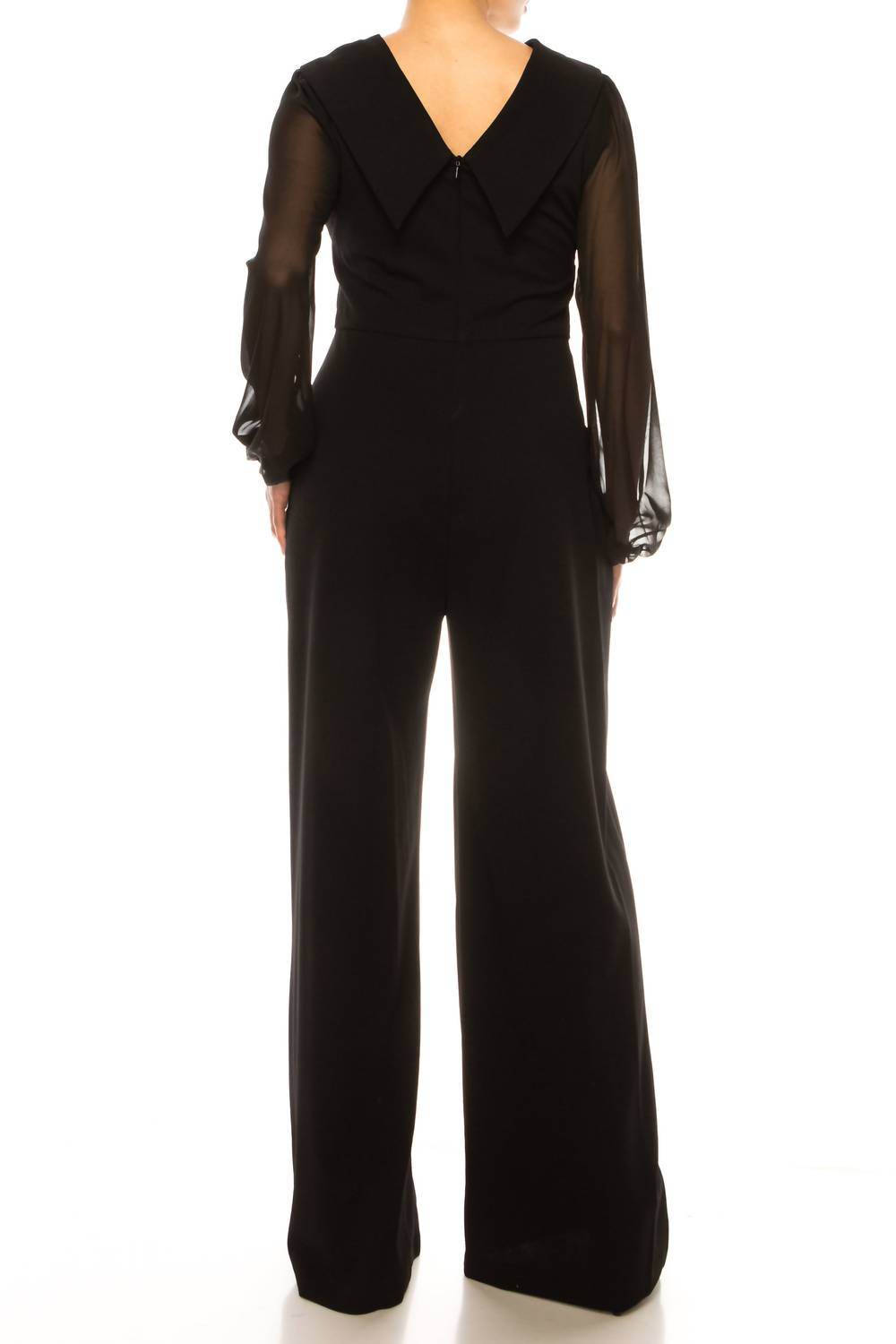 Connected Apparel - Sheer Sleeve Wide Leg Jumpsuit - Rack Hunt -