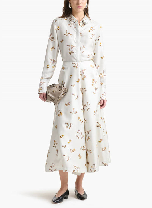 Varda Floral Silk Midi Skirt