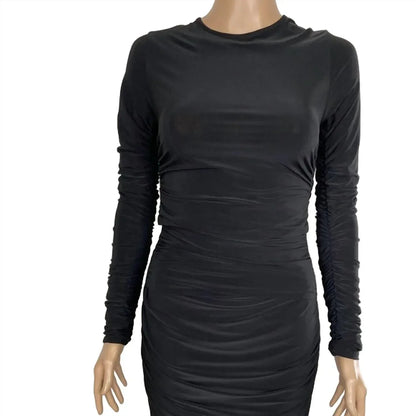 NA-KD - Women’s Ruched Mesh Dress - Rack Hunt
