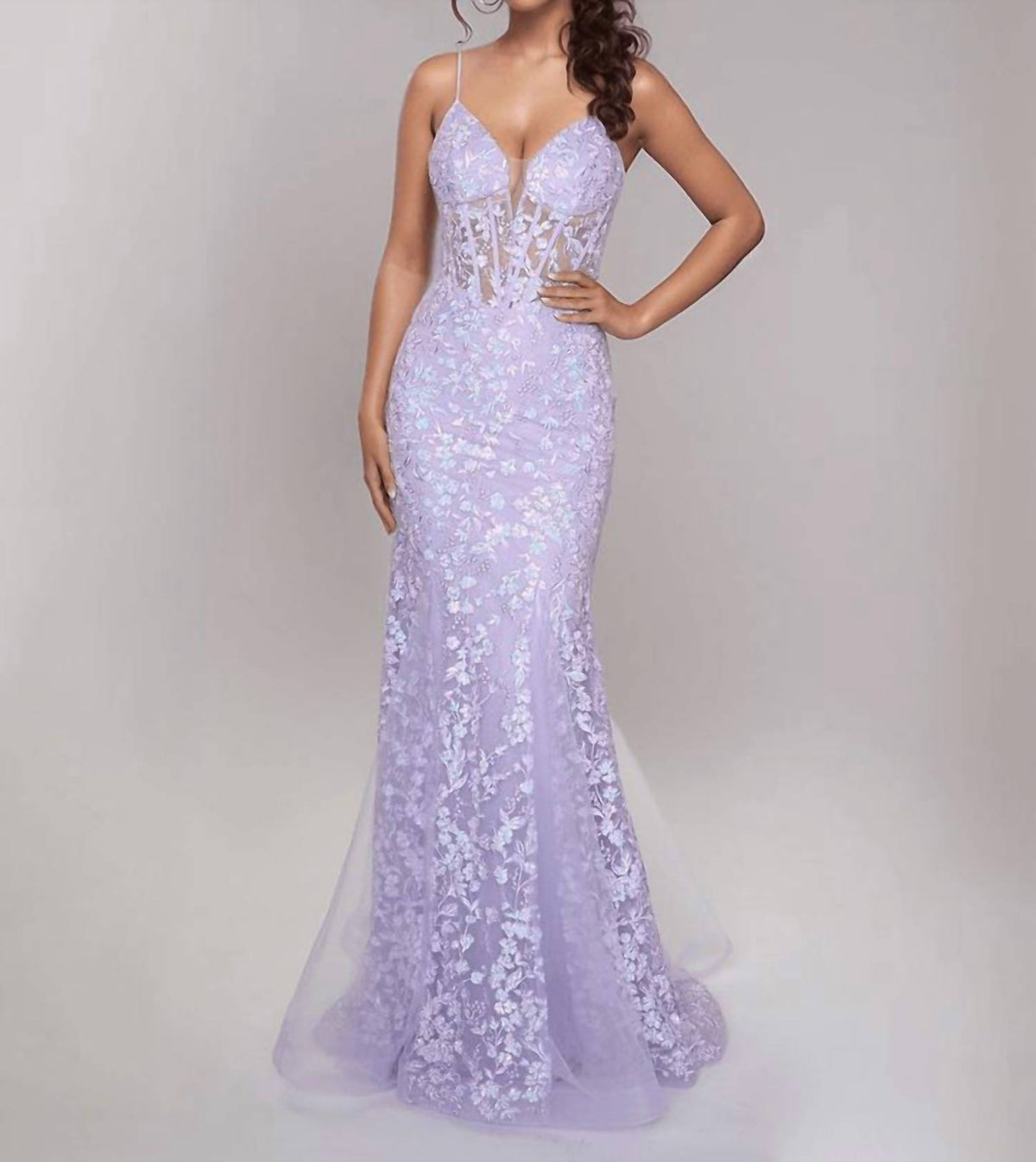 Long Mermaid Formal Floral Prom Dress