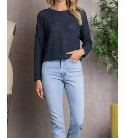 Crew Neck Cable Knit Long Sleeves Top