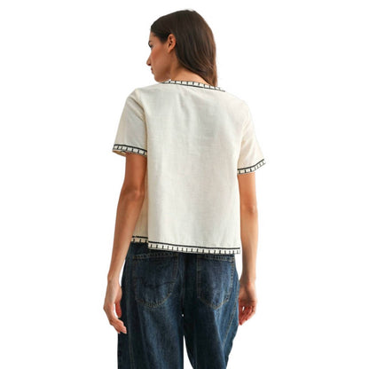 Embroidered Floral Cotton Blouse