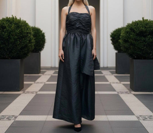 Halter Neck Textured Maxi Dress