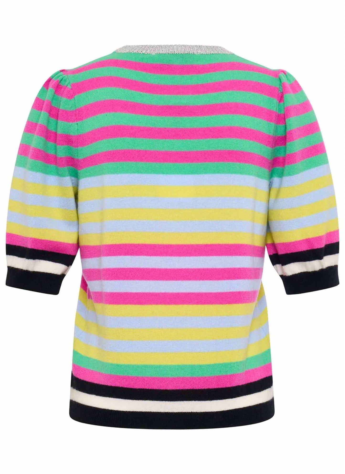Women's Short Sleeve Stripe Pullover Sweater