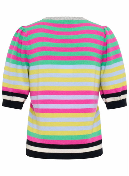 Women's Short Sleeve Stripe Pullover Sweater