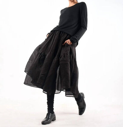 Silk Tiered Skirt