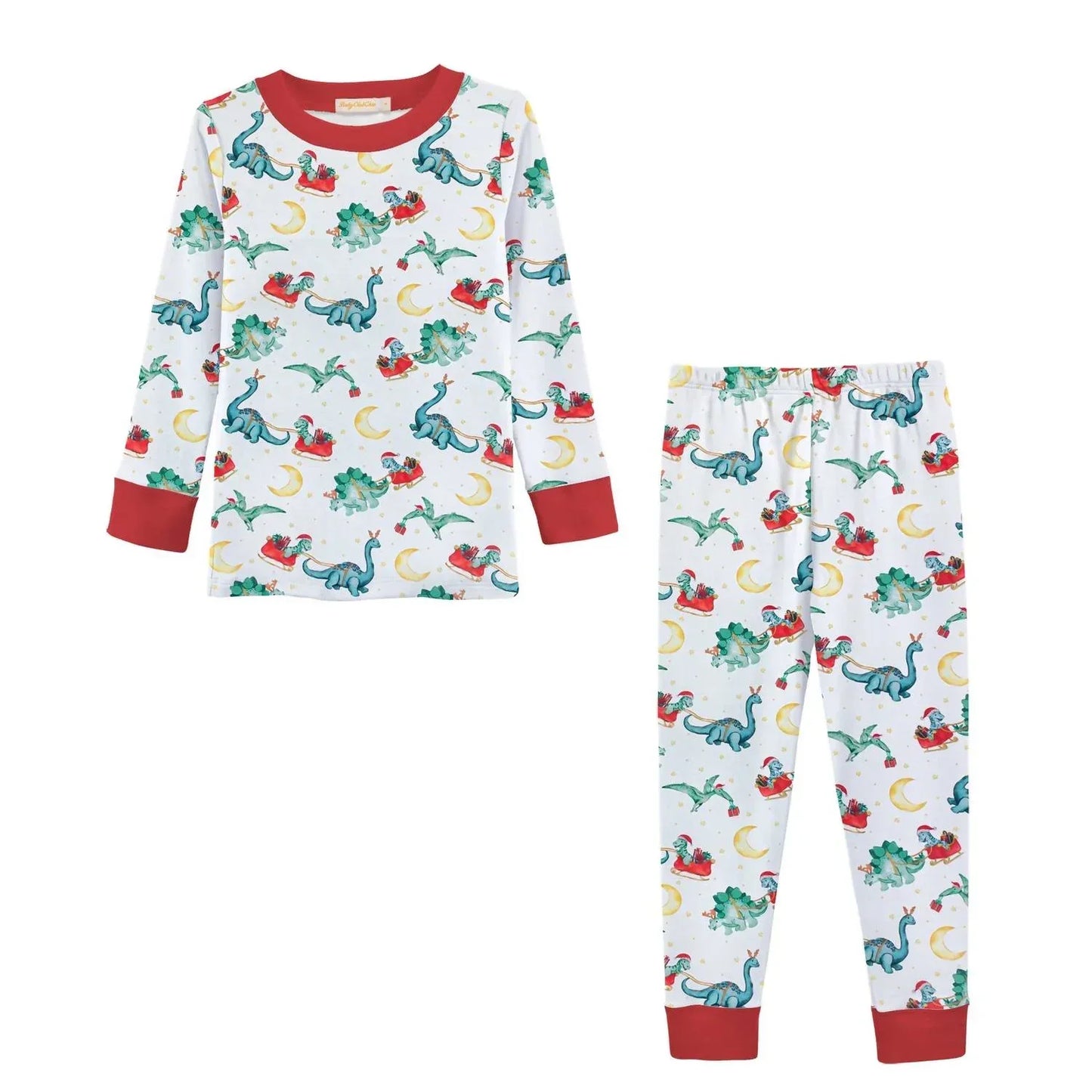 Baby Club Chic - Boy's Dino Clause Printed Kid Pajama Set - Rack Hunt