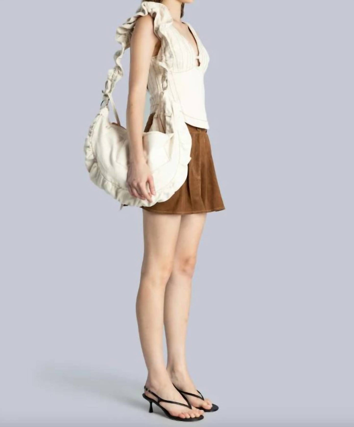 Women's Ruffle Denim Crossbody Bag