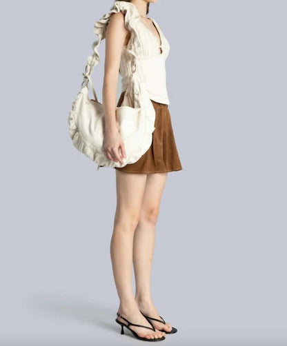 Women's Ruffle Denim Crossbody Bag
