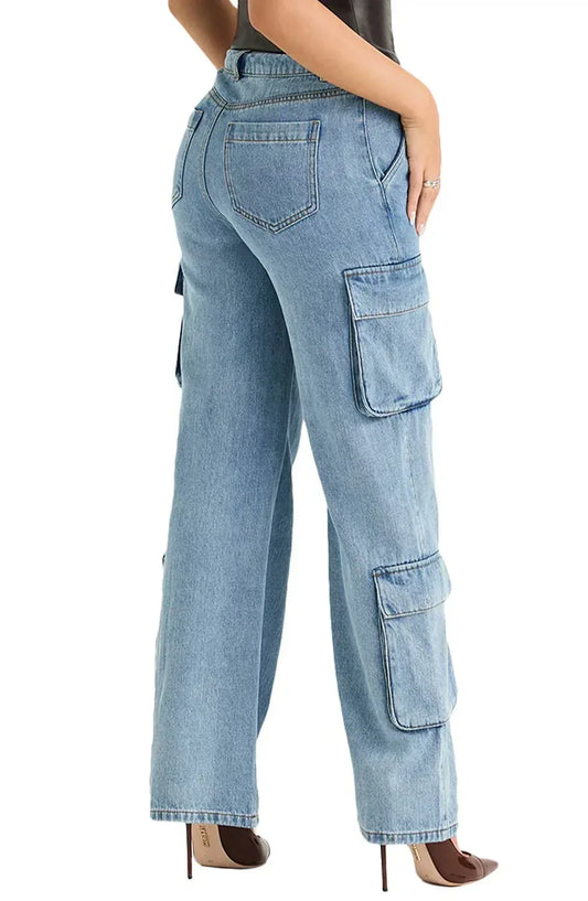 House of CB - Ria Washed Utility Cargo Jean - Rack Hunt