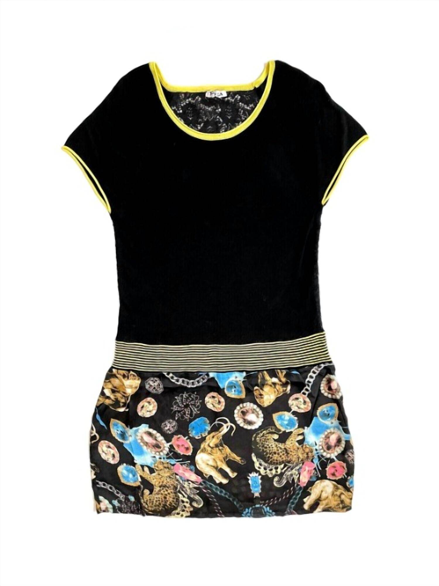 Yuka - Women's Lace Knit Floral Print Satin Mini Dress - Rack Hunt -