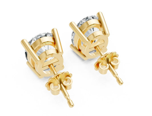 Women's Oval Shape 4 Prong Push Back Studs
