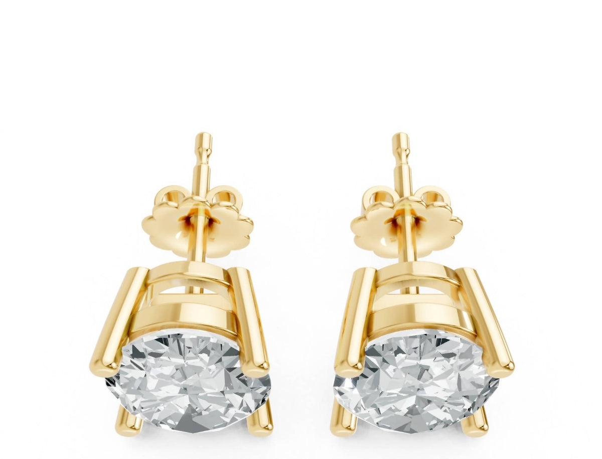Women's Oval Shape 4 Prong Push Back Studs