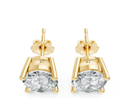 Women's Oval Shape 4 Prong Push Back Studs