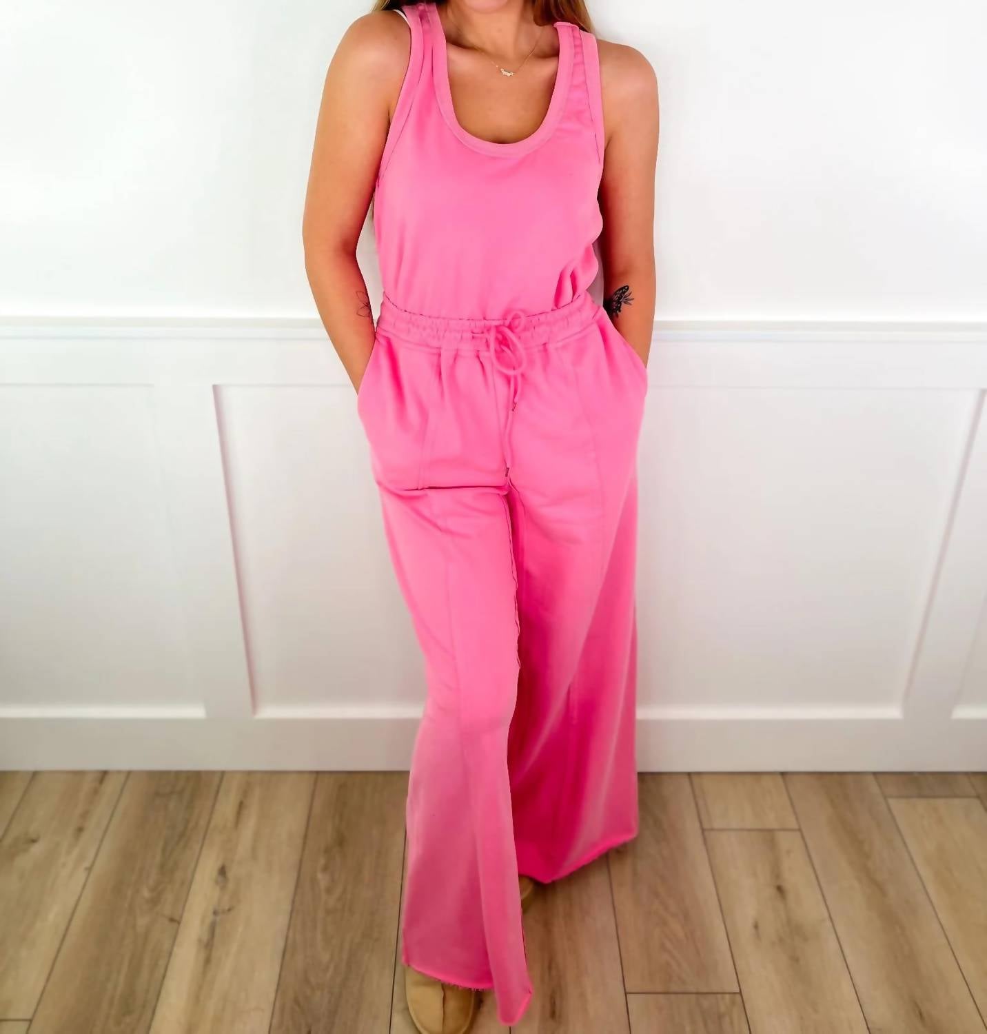 Where It Begins Cotton Blend Wide Leg Jumpsuit