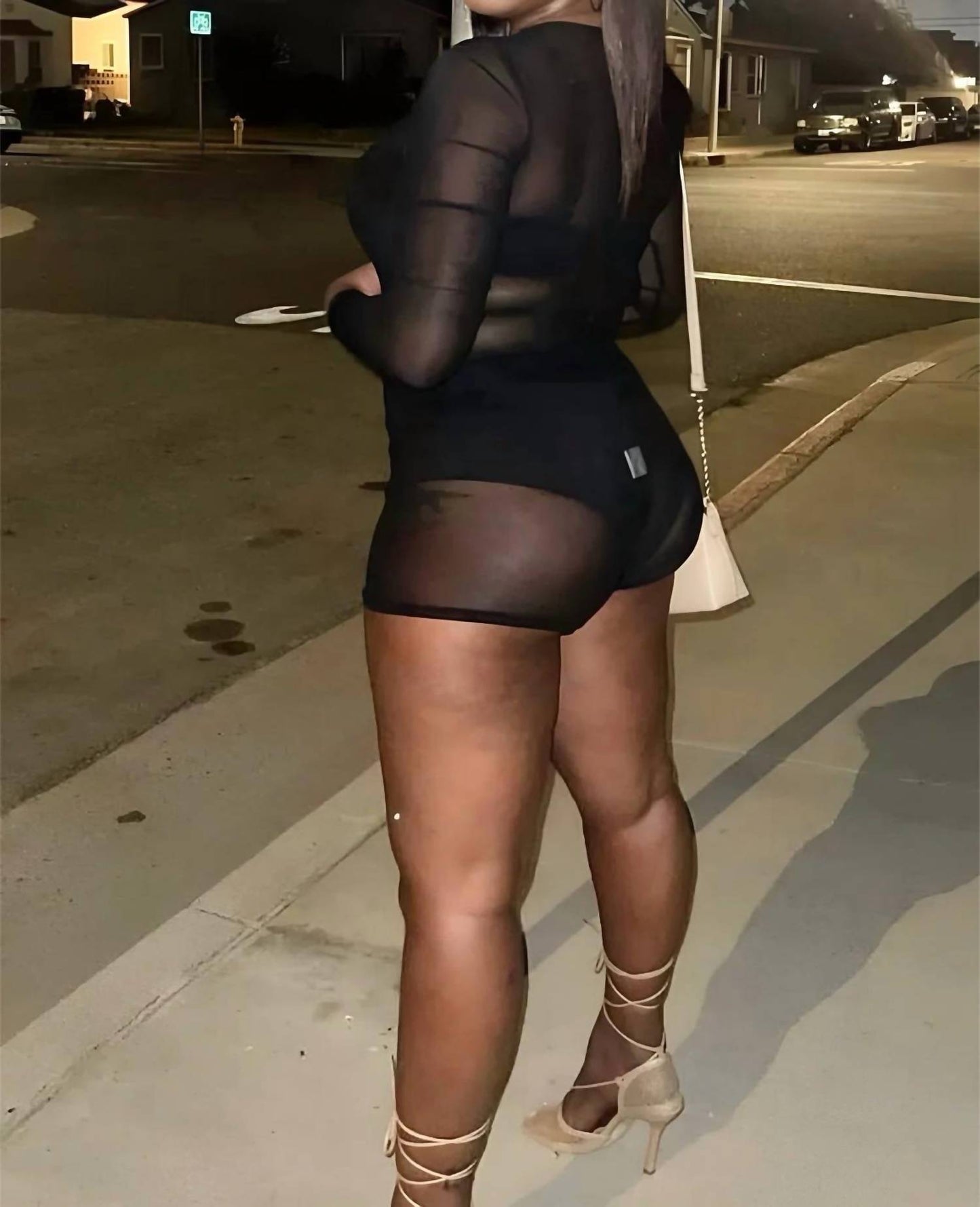 You Need Me Stretchy Mesh Bodysuit Short Set