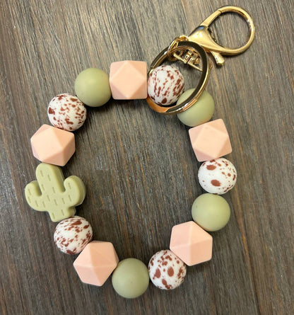 Women's Cactus Silicone Beaded Wristlet Bag Charm