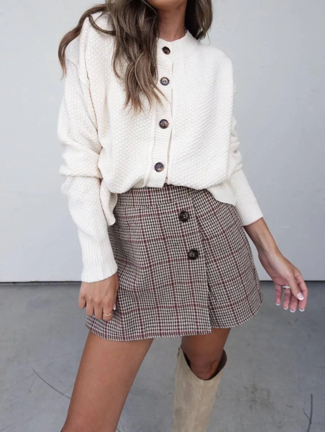 Dipped Shop - Knit Cardigan With Tortoise Buttons - Rack Hunt