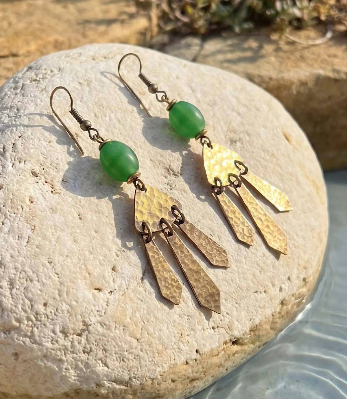 Women's Hammered Brass Dangle Earrings