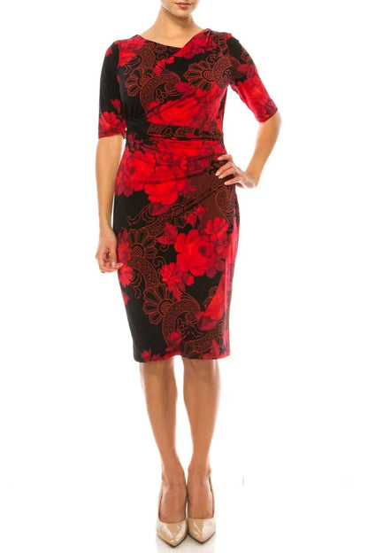 Connected Apparel - Floral 3/4 Sleeve Sheath Dress - Rack Hunt