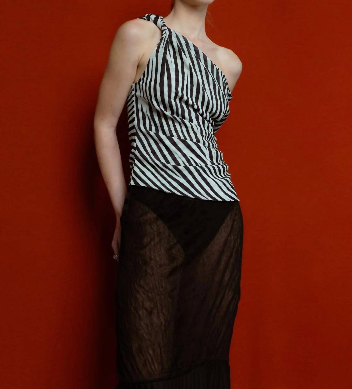 Women's Zebra Asymmetric Twist Printed Top