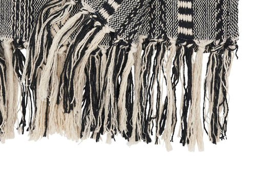 14"x72" Fringe Detail Braided Stripe Table Runner