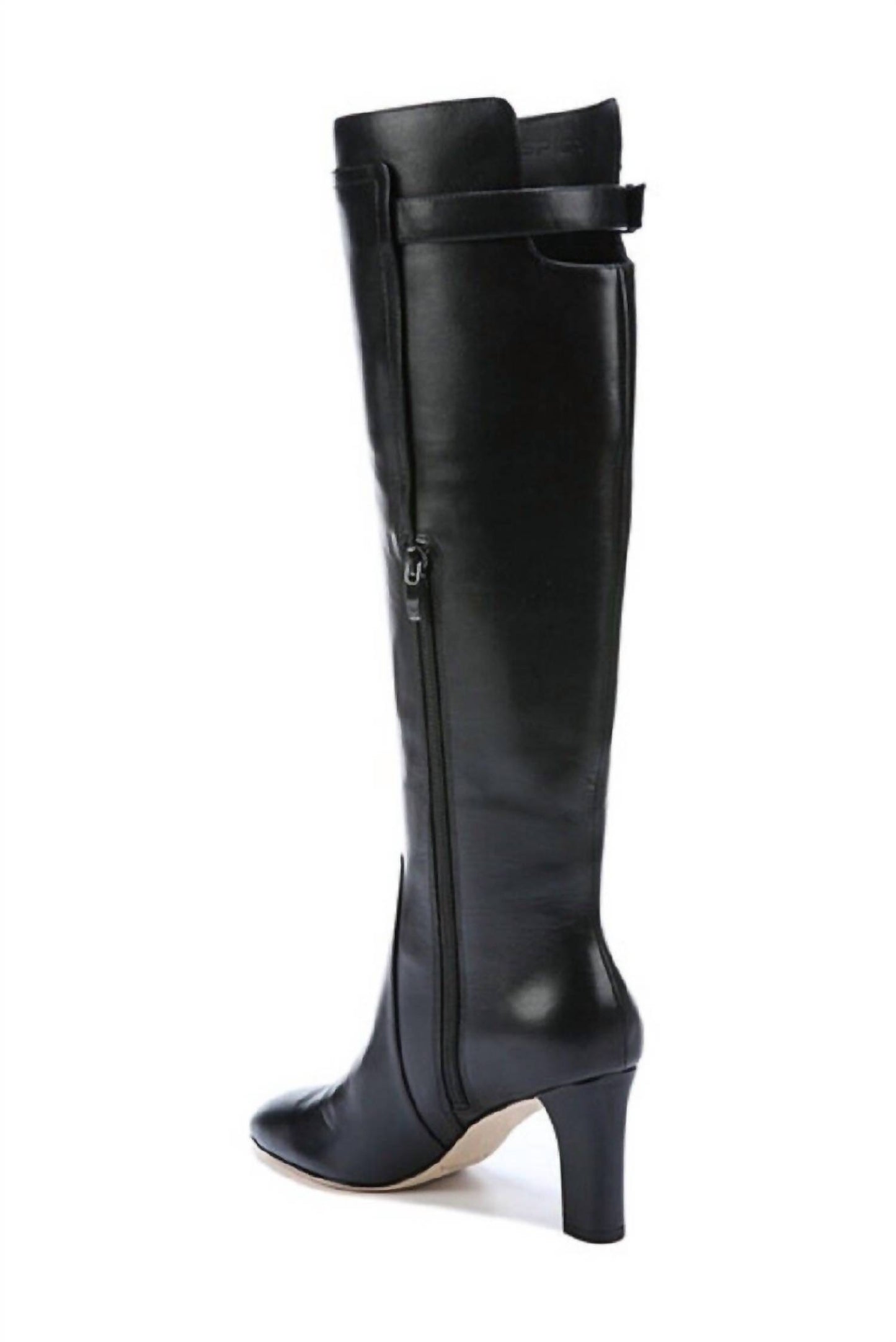 Women Leather Knee High Zip Up Boots