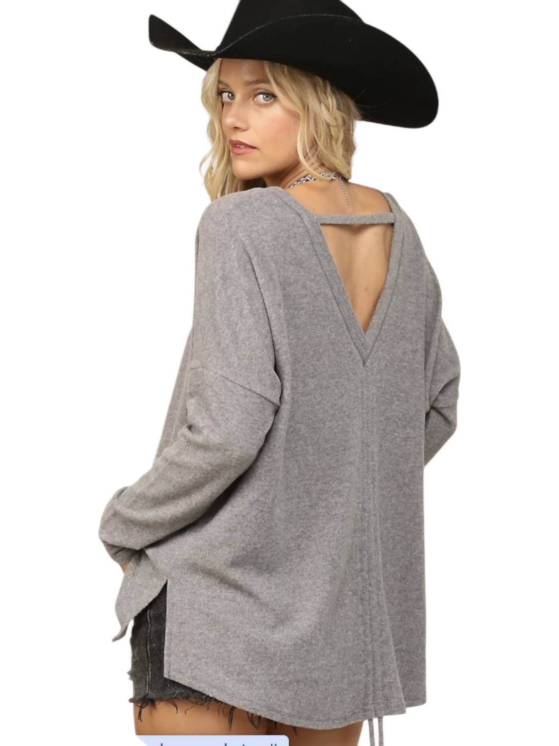 Soul Thread - CLOUD JERSEY RUCHED BACK V-NECK TOP - Rack Hunt