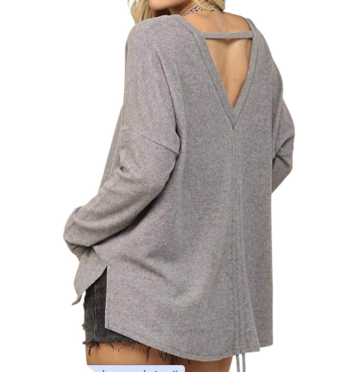 Soul Thread - CLOUD JERSEY RUCHED BACK V-NECK TOP - Rack Hunt