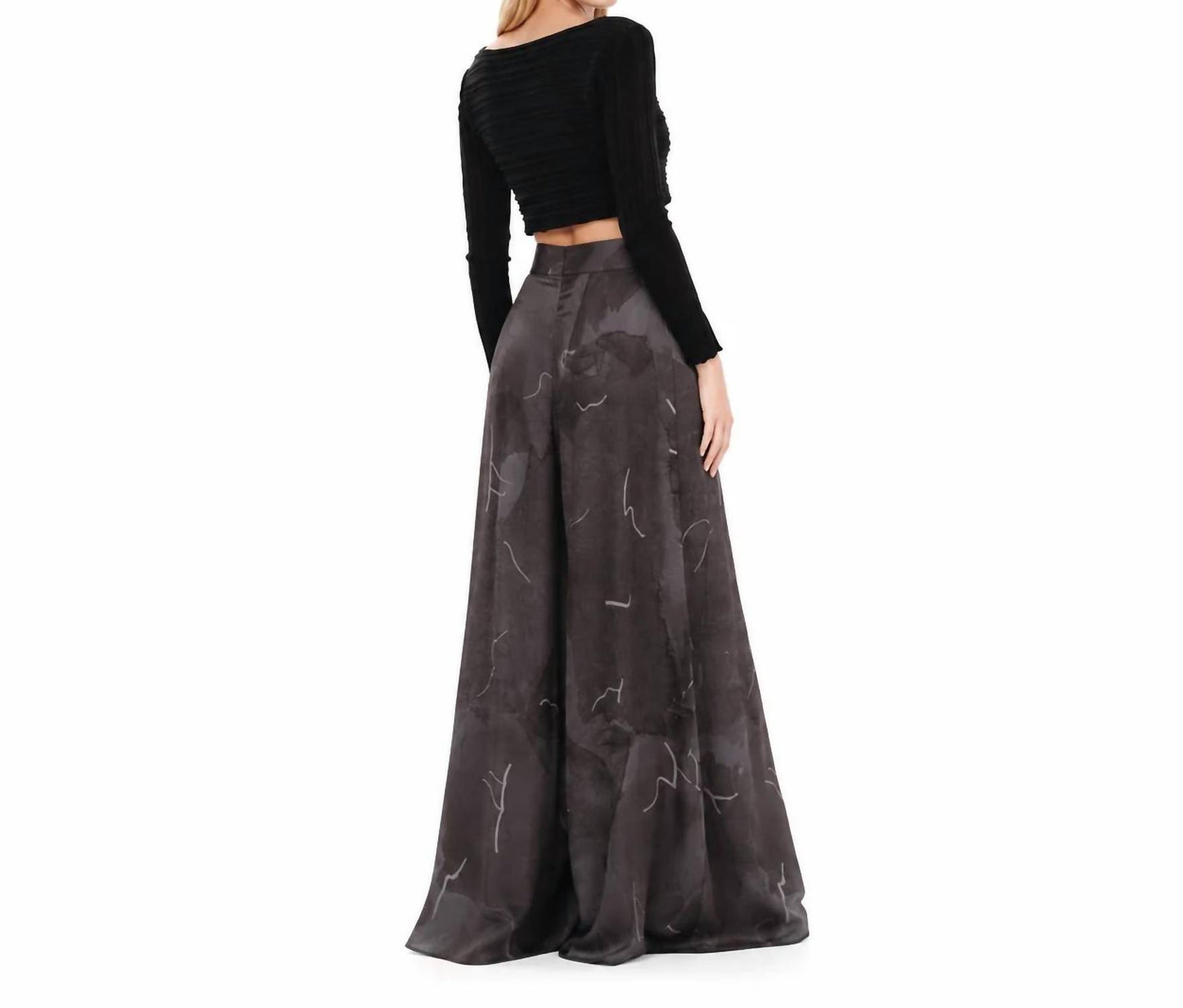 Abstract Silkiness High Waisted Wide Leg Trousers
