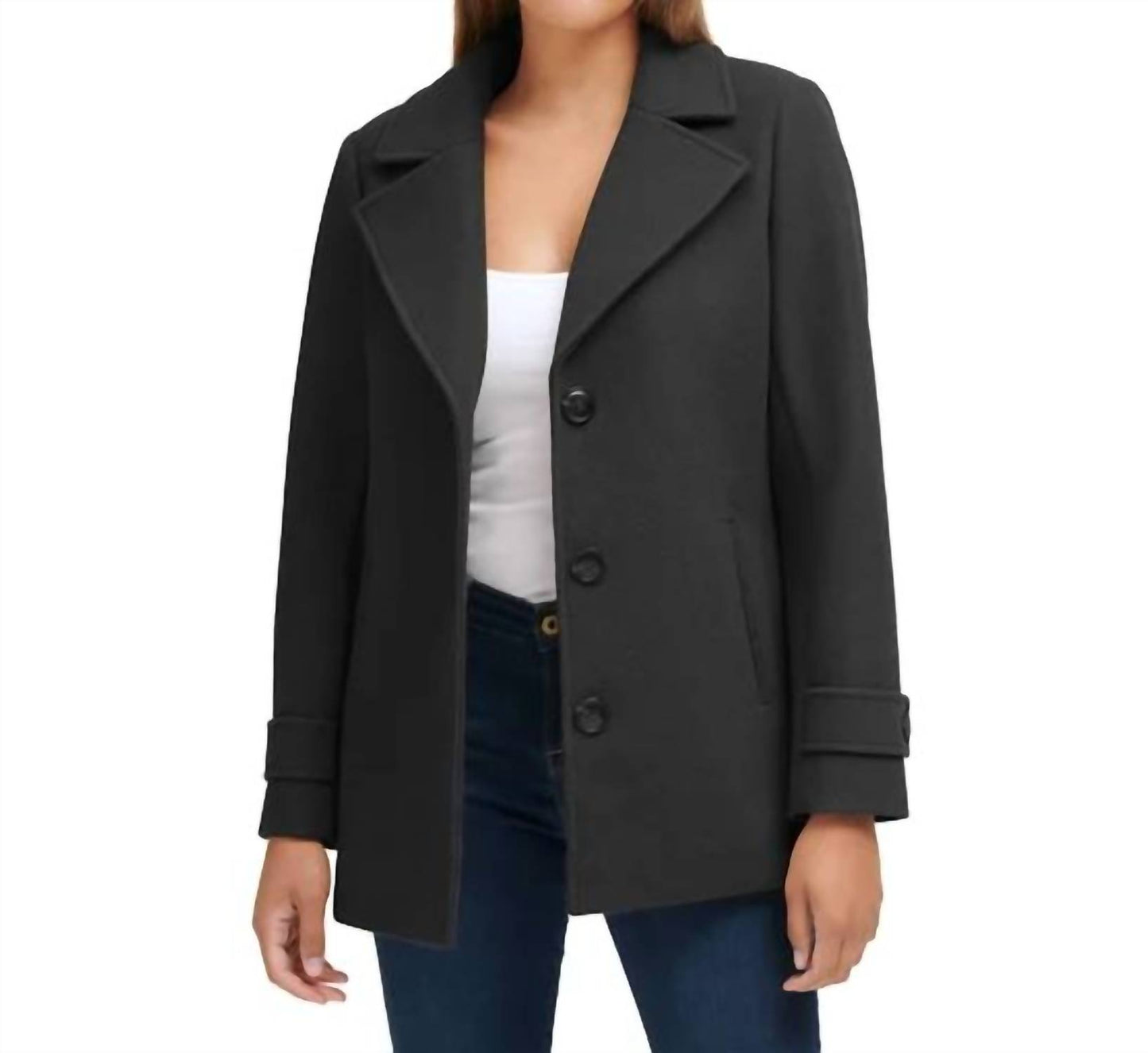 Women's 3 Button Closure Peacoat