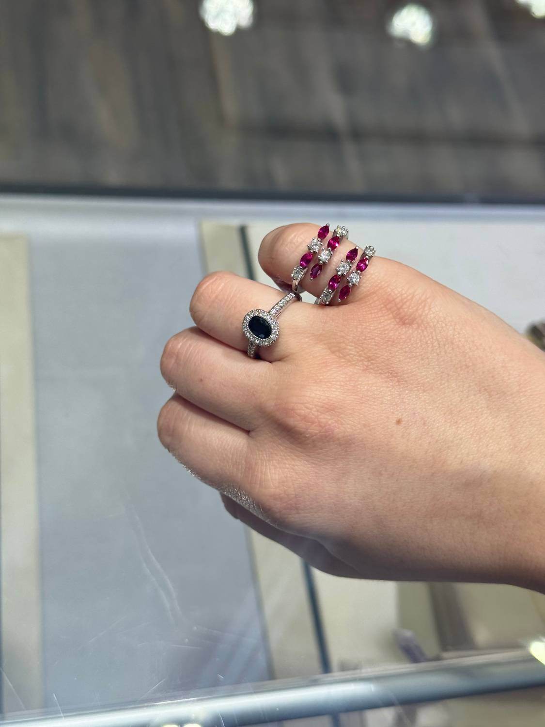 Normani - Women's Oval Sapphire & Diamond Halo Ring - Rack Hunt -