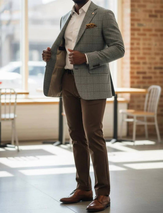 Men's Two Button Windowpane Suit