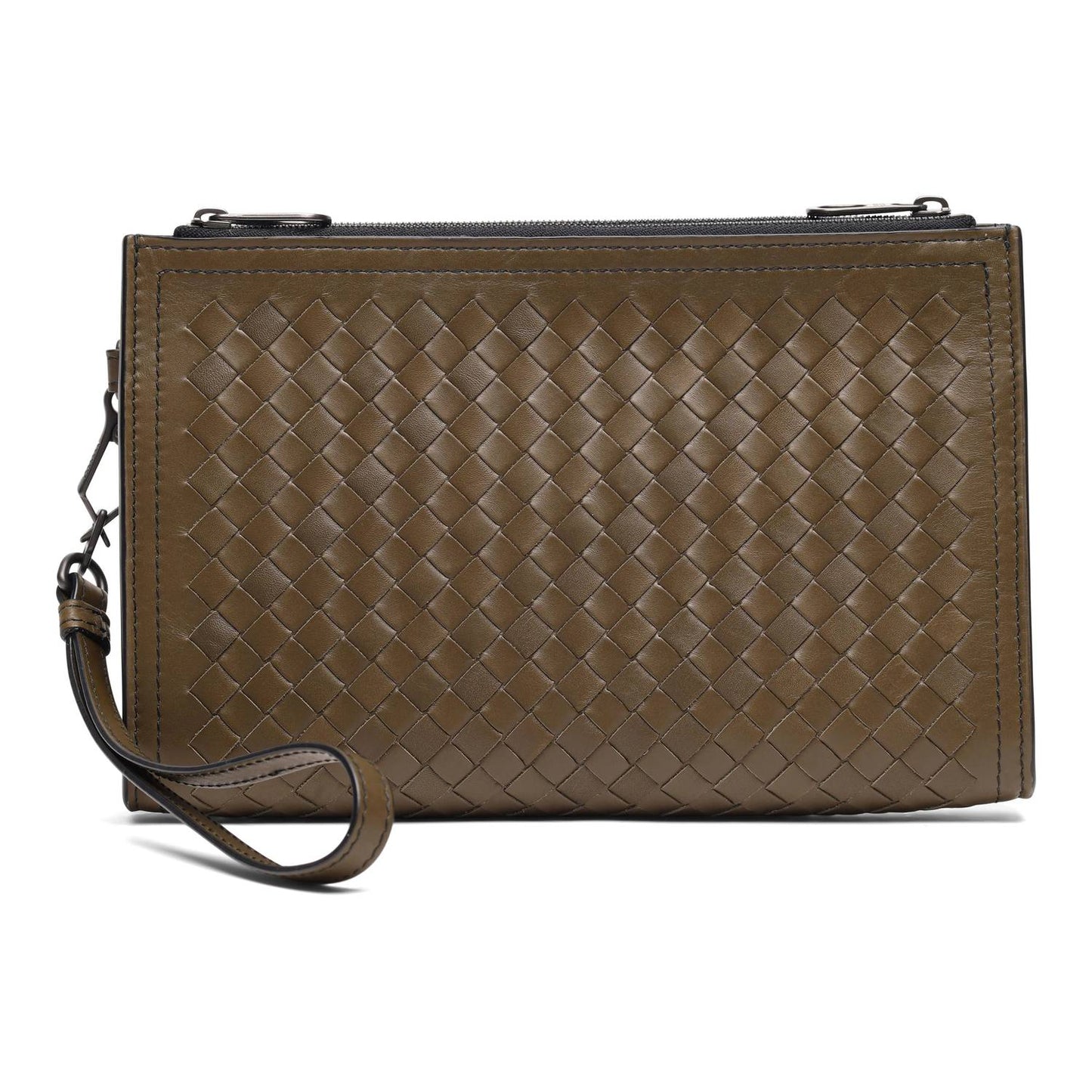 Women's Intrecciato Leather Wristlet Bag