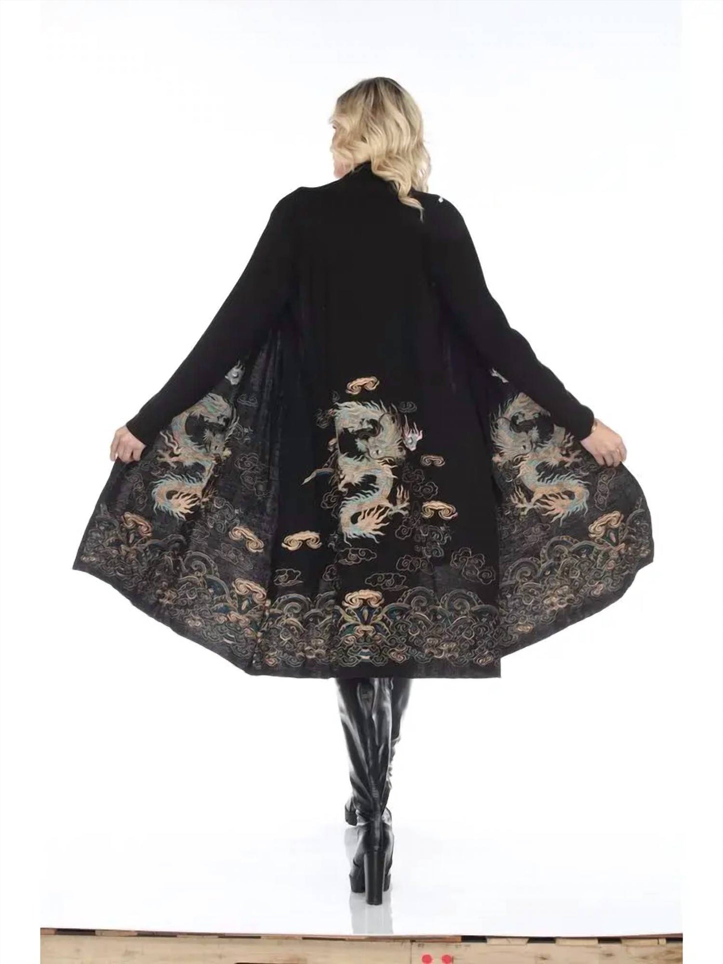 Embroidered Dragon Long Cardigan
