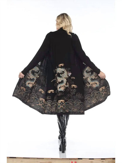 Embroidered Dragon Long Cardigan