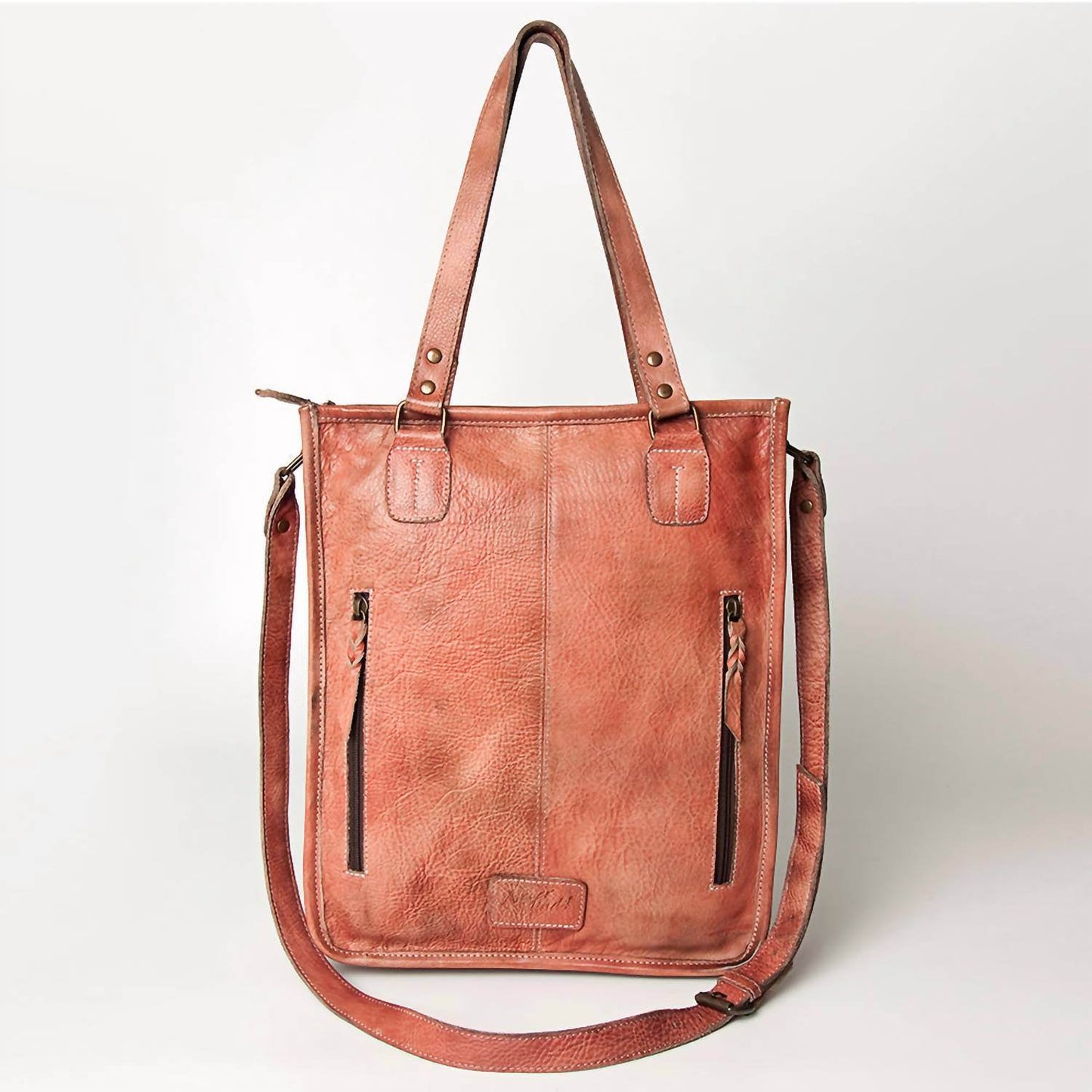 Never Mind - Women's Premium Authentic Full Grain Leather Tote Bag - Rack Hunt -