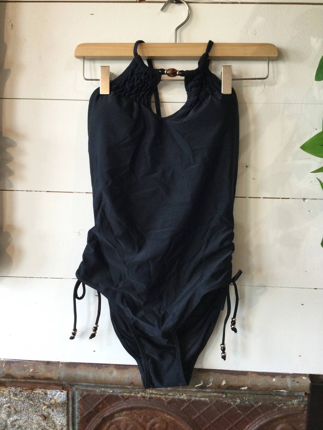 Beaded Halter Neck One Piece Swimsuit