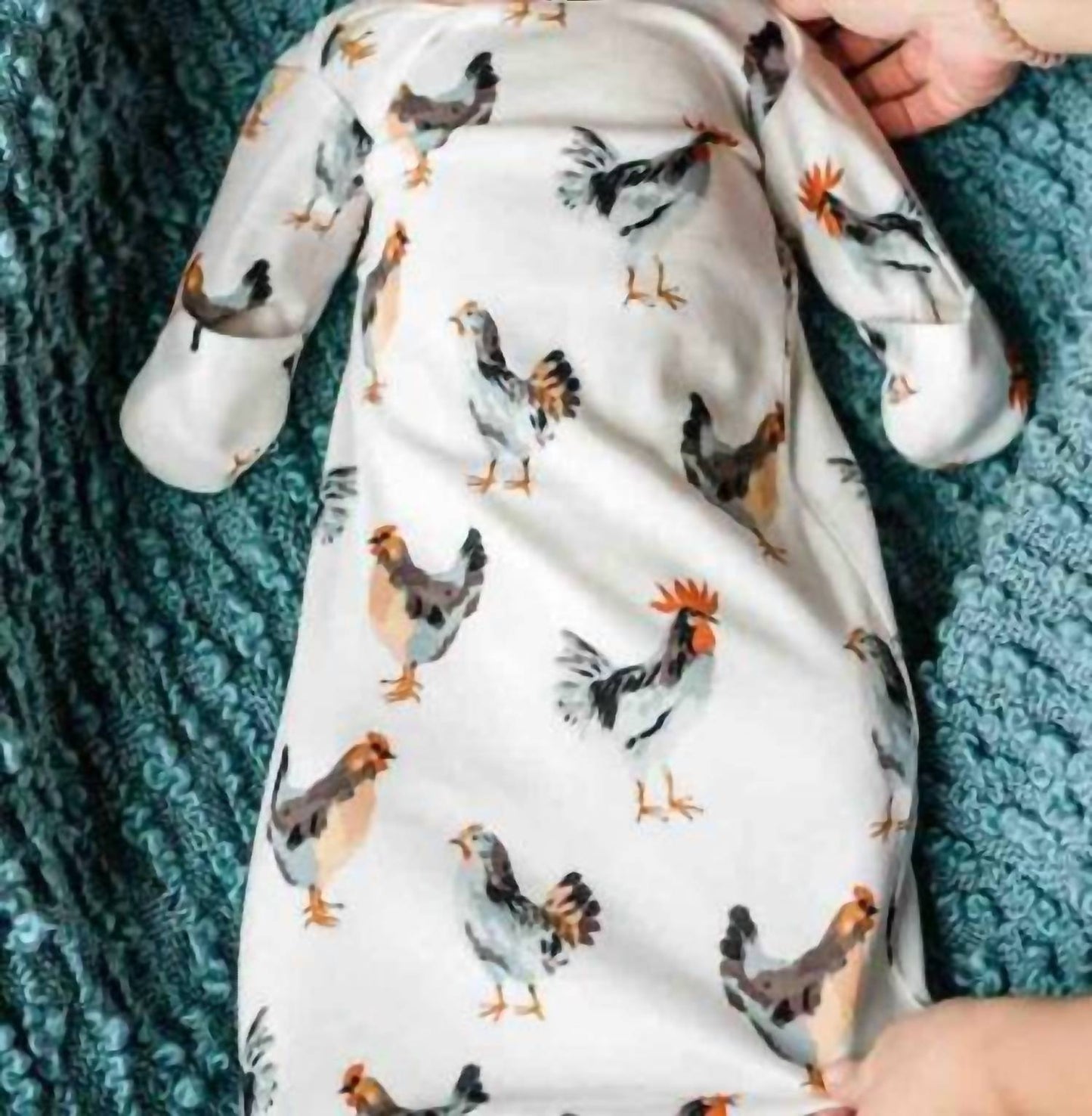 Newborn's Chicken Organic Cotton Gown & Hat Set